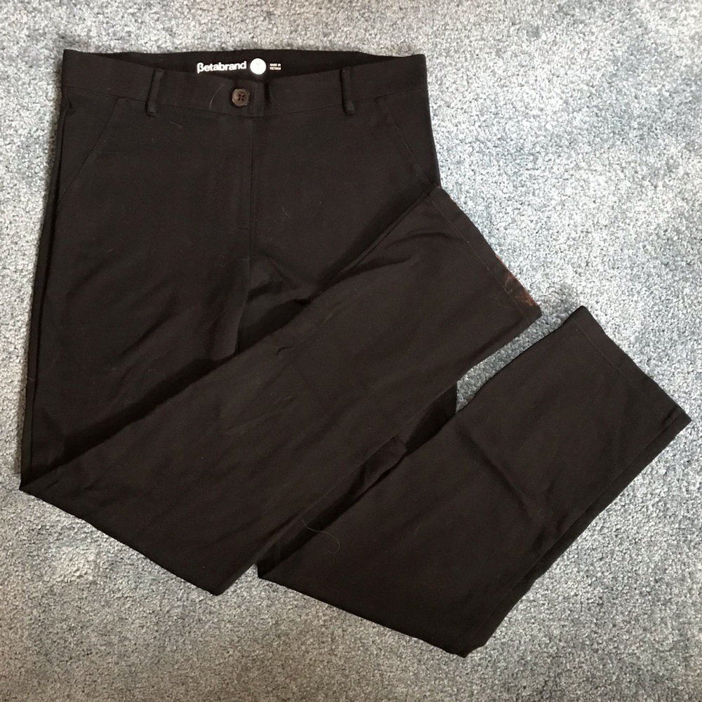 Betabrand dress pant yoga pants black straight leg